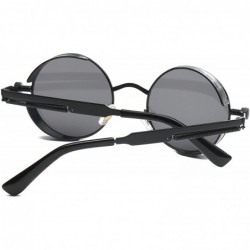 Round Vintage Steampunk Retro Metal Round Circle Frame Sunglasses - C14 black Lens/Black Frame - CH18324W8I3 $13.49