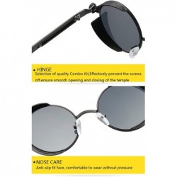 Round Vintage Steampunk Retro Metal Round Circle Frame Sunglasses - C14 black Lens/Black Frame - CH18324W8I3 $13.49