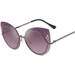 Oversized Women's Sunglasses Metal Fashion Cat's Eye Sunglasses - A - CL18Q9E4E7W $50.24