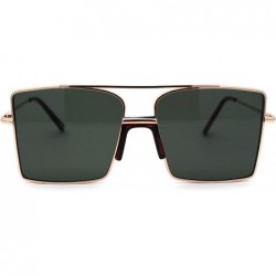 Rectangular Mens Oversize Square Rectangular Double Bridge Pilots Sunglasses - Gold Tortoise Solid Green - CF196I8SG40 $10.67