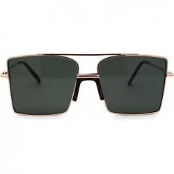 Rectangular Mens Oversize Square Rectangular Double Bridge Pilots Sunglasses - Gold Tortoise Solid Green - CF196I8SG40 $23.54