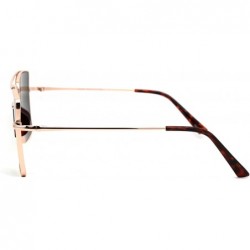 Rectangular Mens Oversize Square Rectangular Double Bridge Pilots Sunglasses - Gold Tortoise Solid Green - CF196I8SG40 $10.67