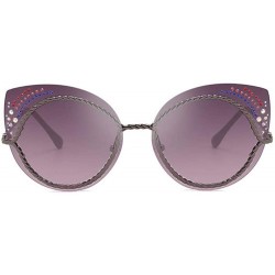 Oversized Women's Sunglasses Metal Fashion Cat's Eye Sunglasses - A - CL18Q9E4E7W $32.82