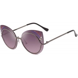 Oversized Women's Sunglasses Metal Fashion Cat's Eye Sunglasses - A - CL18Q9E4E7W $32.82