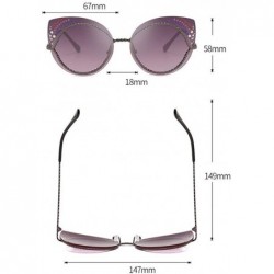 Oversized Women's Sunglasses Metal Fashion Cat's Eye Sunglasses - A - CL18Q9E4E7W $32.82