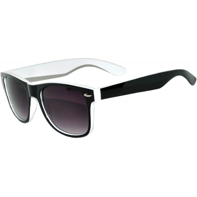 Wayfarer Vintage Two Tone Sunglasses Smoke Lens Classic Retro Style - White - C011PLJJ08F $9.18