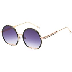Goggle Sunglasses Trend With Big Name Glasses With Web Celebrity Round Frame Sunglasses For Women - Gold Box Double Ash - CY1...