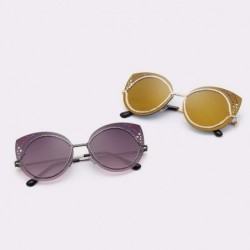 Oversized Women's Sunglasses Metal Fashion Cat's Eye Sunglasses - A - CL18Q9E4E7W $32.82