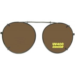 Round Semi Round Non Polarized Clip on Sunglass - Pewter-non Polarized Brown Lens - CM189Y5SZL7 $13.02