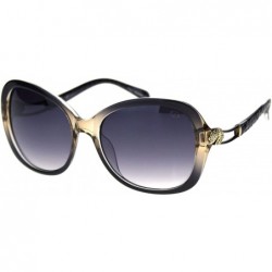 Oversized Womens Jaguar Jewel Hinge Diva Plastic Butterfly Sunglasses - Black Beige Smoke - CP18R5E0D7D $11.27