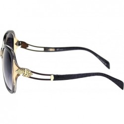 Oversized Womens Jaguar Jewel Hinge Diva Plastic Butterfly Sunglasses - Black Beige Smoke - CP18R5E0D7D $11.27
