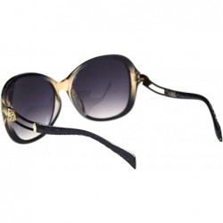 Oversized Womens Jaguar Jewel Hinge Diva Plastic Butterfly Sunglasses - Black Beige Smoke - CP18R5E0D7D $11.27