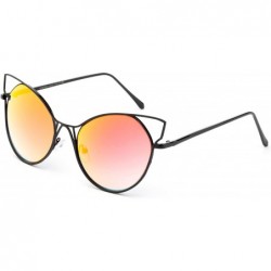 Cat Eye Modern Geometric Flash Lenses Fashion Sunglasses Cat Eye for Women - Black/Orange - CR17YDX4Y2Y $20.50
