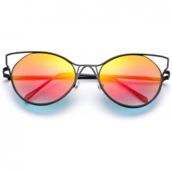 Cat Eye Modern Geometric Flash Lenses Fashion Sunglasses Cat Eye for Women - Black/Orange - CR17YDX4Y2Y $20.50
