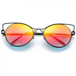Cat Eye Modern Geometric Flash Lenses Fashion Sunglasses Cat Eye for Women - Black/Orange - CR17YDX4Y2Y $11.33
