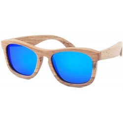 Square Bundestera - Unisex Zebra Wood Polarized Square Sunglass - Blue - CA17Y28RTN6 $45.60