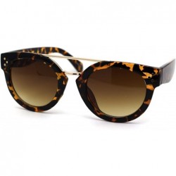 Round Retro Vintage Style Round Thick Horn Metal Bridge Sunglasses - Tortoise Brown - CV197NH8CUH $18.35