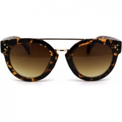 Round Retro Vintage Style Round Thick Horn Metal Bridge Sunglasses - Tortoise Brown - CV197NH8CUH $8.69