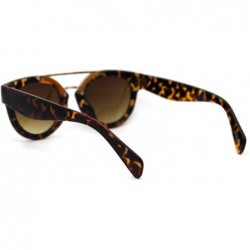 Round Retro Vintage Style Round Thick Horn Metal Bridge Sunglasses - Tortoise Brown - CV197NH8CUH $8.69