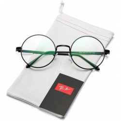 Rimless Retro Round Metal Frame Clear Lens Glasses Non-Prescription - Black Frame/Clear Lens - CL18XYSCCOL $22.87
