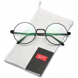 Rimless Retro Round Metal Frame Clear Lens Glasses Non-Prescription - Black Frame/Clear Lens - CL18XYSCCOL $12.53