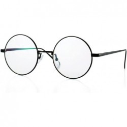 Rimless Retro Round Metal Frame Clear Lens Glasses Non-Prescription - Black Frame/Clear Lens - CL18XYSCCOL $12.53