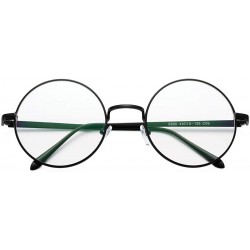 Rimless Retro Round Metal Frame Clear Lens Glasses Non-Prescription - Black Frame/Clear Lens - CL18XYSCCOL $12.53
