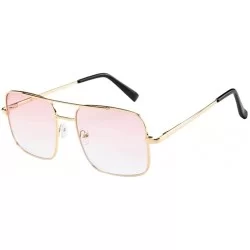 Square Retro Oversized Sunglasses for Women Men Trendy Square Metal Frame Non Polarized Lenses Sun Glasses - CU199HYUKTZ $19.28