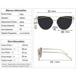 Oversized Women Oversized Cat Eye Metal Twin Beam Frame Sunglasses Colored Flat Lenses - Silver-blue-mirror - C618I6KLUAS $10.16