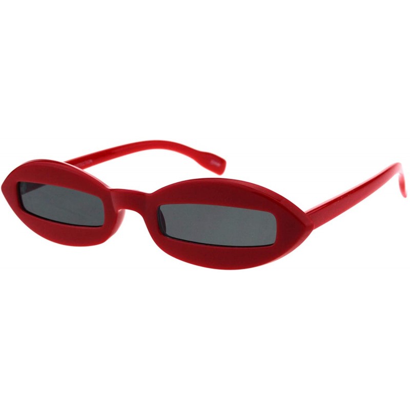 Oval Womens Unique Skinny Sunglasses Oval Frame Rectangular Lens Black UV 400 - Red - CP18KMYTY57 $10.90