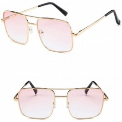 Square Retro Oversized Sunglasses for Women Men Trendy Square Metal Frame Non Polarized Lenses Sun Glasses - CU199HYUKTZ $9.13