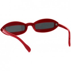 Oval Womens Unique Skinny Sunglasses Oval Frame Rectangular Lens Black UV 400 - Red - CP18KMYTY57 $10.90