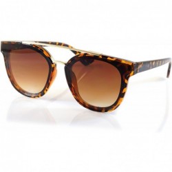 Aviator Horn Rimmed Gradient Mirror Lens Cat-Eye Aviator Couple Sunglasses A198 - Tortoise/ Brown Gr - CE18ELUWK5M $22.75