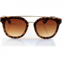 Aviator Horn Rimmed Gradient Mirror Lens Cat-Eye Aviator Couple Sunglasses A198 - Tortoise/ Brown Gr - CE18ELUWK5M $10.92