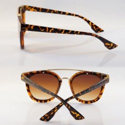 Aviator Horn Rimmed Gradient Mirror Lens Cat-Eye Aviator Couple Sunglasses A198 - Tortoise/ Brown Gr - CE18ELUWK5M $10.92