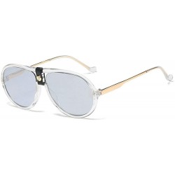 Goggle Fashion Personality double beam metal leg sunglasses Brand Designer Vintage Mens Goggle - White - CI18W37Q7DL $11.60