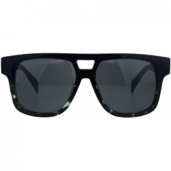 Rectangular Mens Flat Top Horn Rim Mob Thick Plastic Sunglasses - Blue Tortoise Black - C1189UQQRKX $17.77