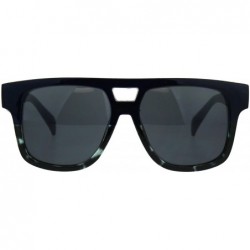 Rectangular Mens Flat Top Horn Rim Mob Thick Plastic Sunglasses - Blue Tortoise Black - C1189UQQRKX $10.09