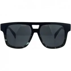 Rectangular Mens Flat Top Horn Rim Mob Thick Plastic Sunglasses - Blue Tortoise Black - C1189UQQRKX $10.09