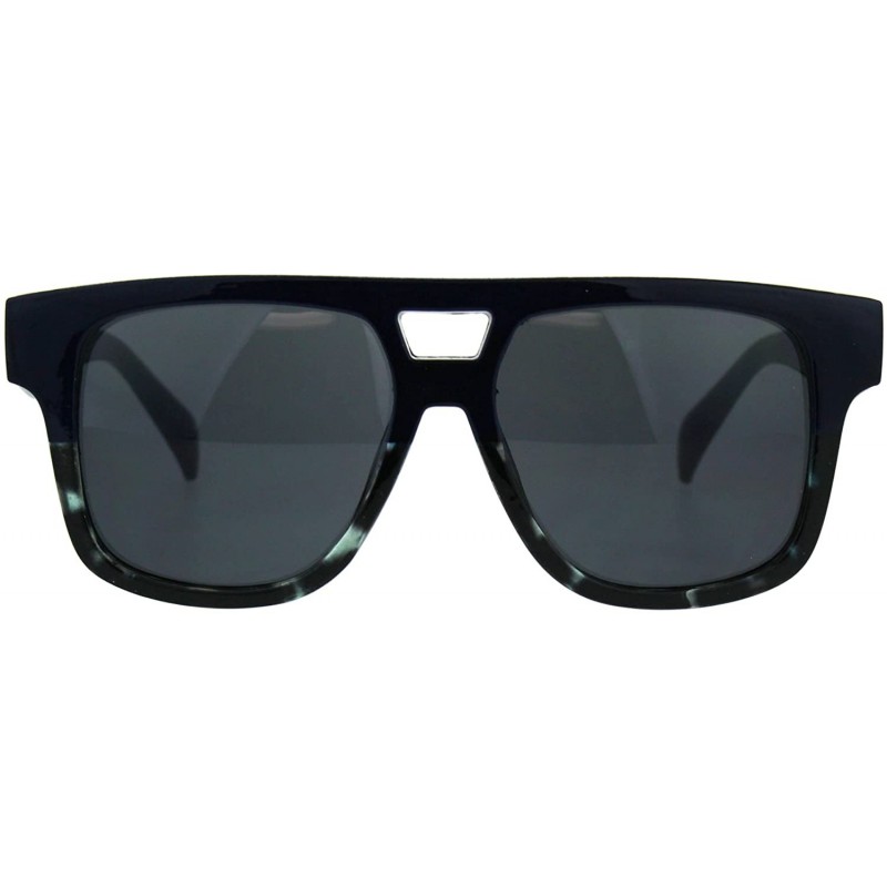 Rectangular Mens Flat Top Horn Rim Mob Thick Plastic Sunglasses - Blue Tortoise Black - C1189UQQRKX $10.09