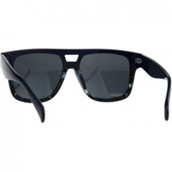 Rectangular Mens Flat Top Horn Rim Mob Thick Plastic Sunglasses - Blue Tortoise Black - C1189UQQRKX $10.09