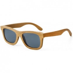 Square Wood Sunglasses for Men and Women - Bamboo Polarized Wooden Sunglasses - Black - CC18U3Y79OW $18.44
