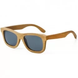 Square Wood Sunglasses for Men and Women - Bamboo Polarized Wooden Sunglasses - Black - CC18U3Y79OW $31.02