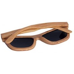 Square Wood Sunglasses for Men and Women - Bamboo Polarized Wooden Sunglasses - Black - CC18U3Y79OW $18.44