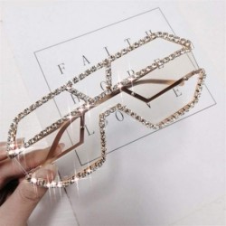 Oversized Trendy Oversized Lens Rhinestone Sunglasses for Women One Piece Bling Frame UV Protection - 7 - CD190OLAKUL $13.18