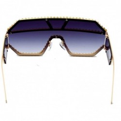 Oversized Trendy Oversized Lens Rhinestone Sunglasses for Women One Piece Bling Frame UV Protection - 7 - CD190OLAKUL $13.18