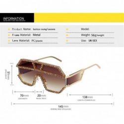 Oversized Trendy Oversized Lens Rhinestone Sunglasses for Women One Piece Bling Frame UV Protection - 7 - CD190OLAKUL $13.18