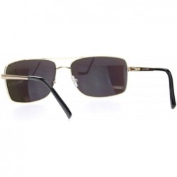 Rectangular Mens Rectangular Racer Officer Pilots Metal Rim Agent Sunglasses - Gold Teal Mirror - C618Q4HAOQE $9.39