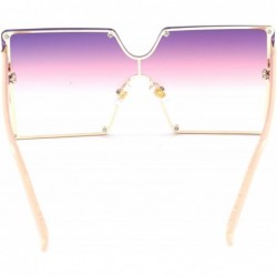 Square Women Fashion Square Sunglasses Oversized Shield UV400 Protection Gradient Sunglasses - Purple Pink Lens - CG18UKWQ0AK...