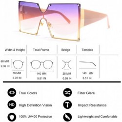 Square Women Fashion Square Sunglasses Oversized Shield UV400 Protection Gradient Sunglasses - Purple Pink Lens - CG18UKWQ0AK...
